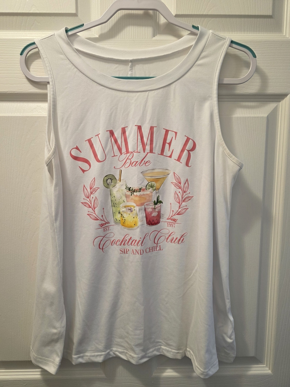 SHEIN White "Summer Babe" Graphic Tank Top